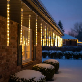 Cascata Bastão Snow Fall 8 Tubos 50cm 288led Chuva Meteoro Amarelo/Branco-quente