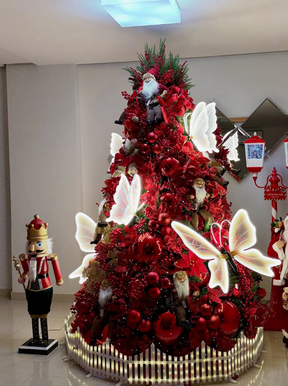 Árvore de Natal Luxo Rubi Borboletas LED - 2,00 Metros