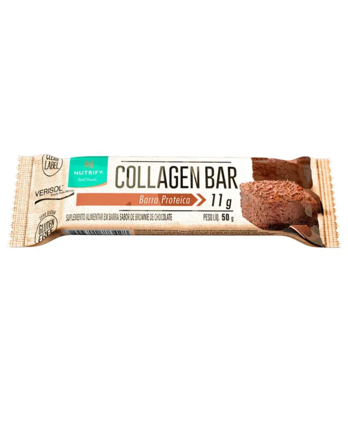 Barra Proteica Nutrify Collagen Bar Brownie de Chocolate 50g