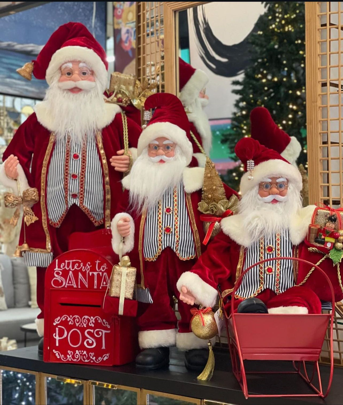 Kit 3 Papai Noel + Enfeites - 45CM/40CM/37CM