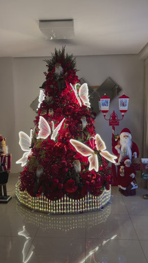 Árvore de Natal Luxo Rubi Borboletas LED - 2,00 Metros